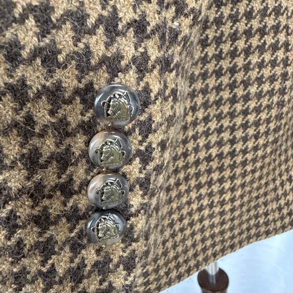 Ralph Lauren Womens Vintage Brown Houndstooth Wool One Button Blazer Size 16W - Picture 4 of 8